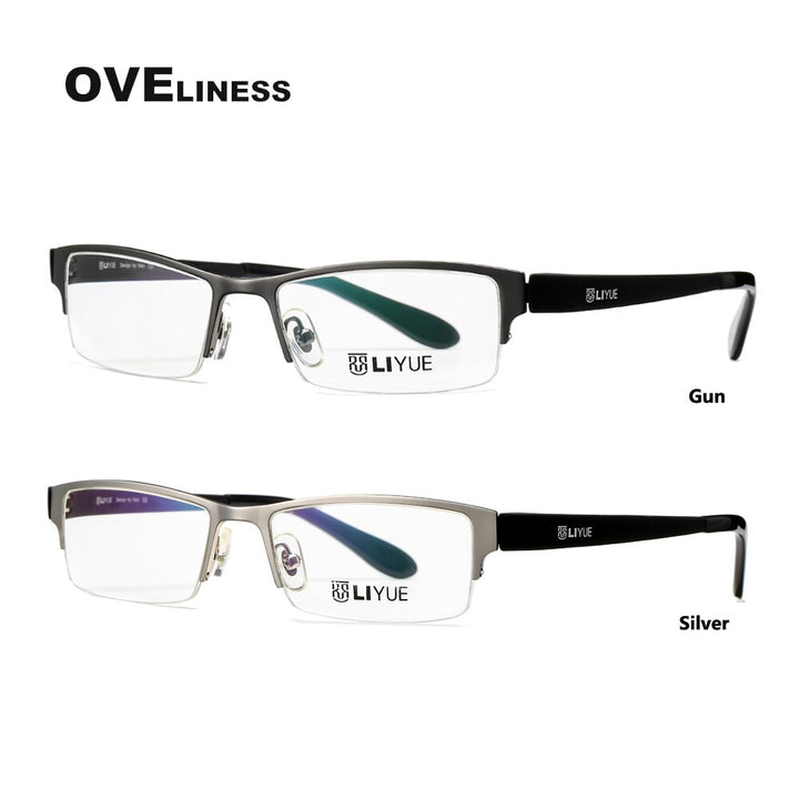 Oveliness Men's Semi Rim Square Alloy Eyeglasses 9019 Semi Rim Oveliness