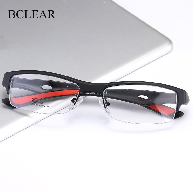 Bclear Men's Semi Rim Rectangle Tr 90 Sport Eyeglasses My1077 Semi Rim Bclear