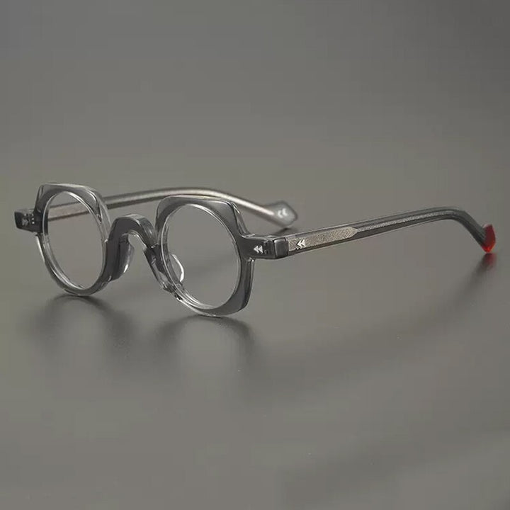 Gatenac Unisex Full Rim Small Round Square Acetate Eyeglasses Gxyj947 Full Rim Gatenac Gray