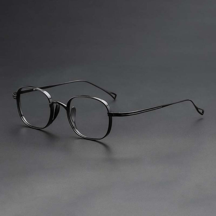 CCspace Unisex Full Rim Hand Crafted Round Titanium Frame Eyeglasses 54595 Full Rim CCspace Black China