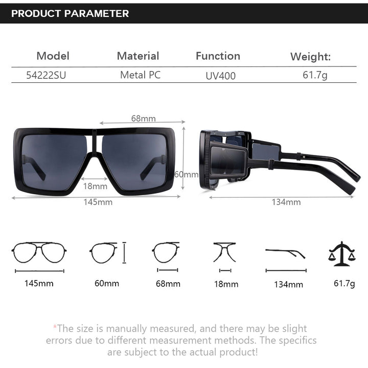 CCspace Women's Full Rim Oversized Square Resin Double Bridge Frame Sunglasses 54222 Sunglasses CCspace Sunglasses