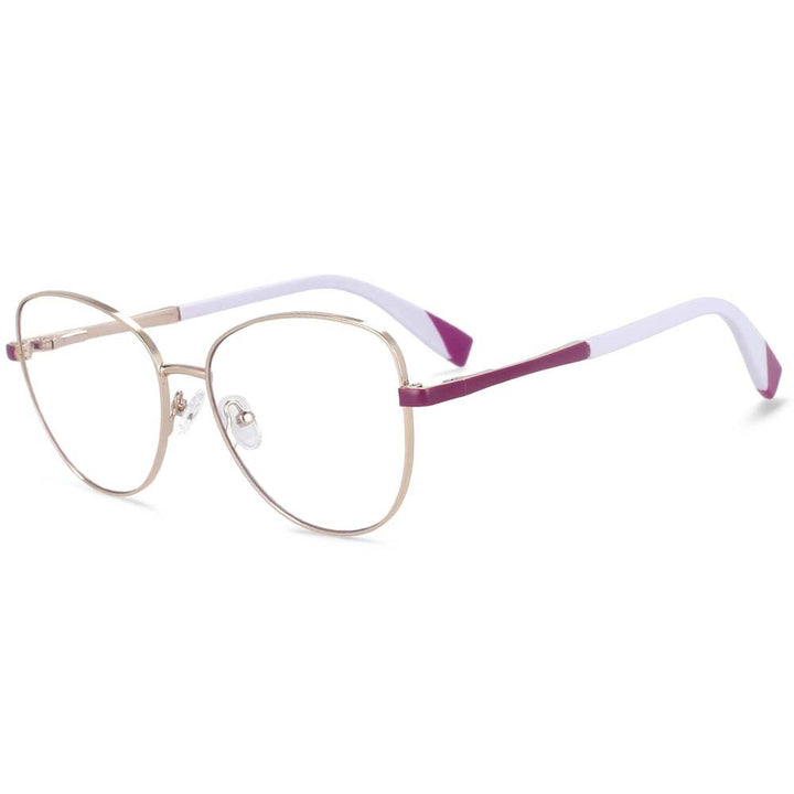 CCspace Unisex Full Rim Square Cat Eye Alloy Frame Eyeglasse 54262 Full Rim CCspace 54262 gold-white