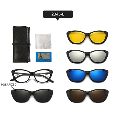 Ralferty Women's Full Rim Square Cat EyeTr 90 Acetate Eyeglasses With Clip On Sunglasses TR2345 With Clip Ons Ralferty 2345-B China As picture