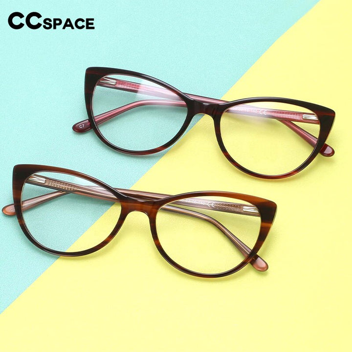 CCspace Women's Full Rim Cat Eye Acetate Frame Eyeglasses 54551 Full Rim CCspace
