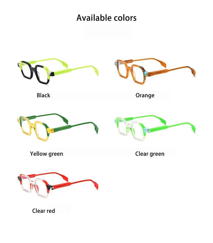 CCspace Unisex Full Rim Irregular Square Acetate Eyeglasses 54706 Full Rim CCspace