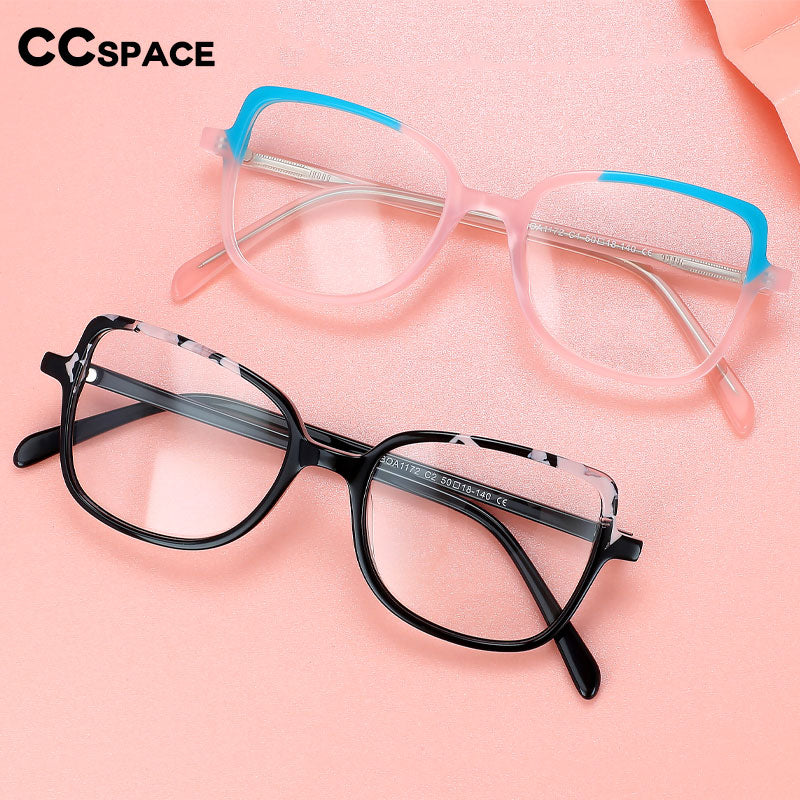 CCspace Unisex Full Rim Square Cat Eye Acetate Titanium Eyeglasses 55908 Full Rim CCspace