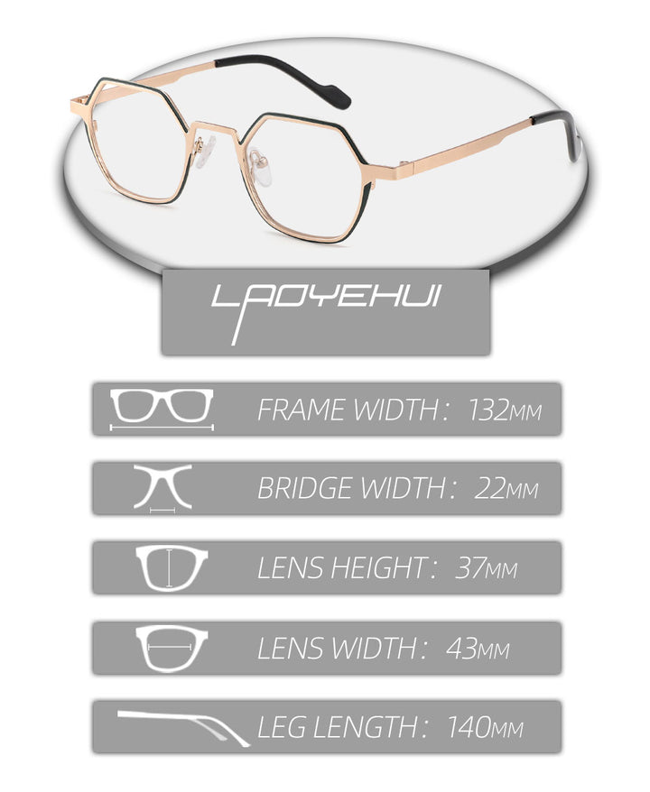 Laoyehui Unisex Full Rim Polygon Round Alloy Hyperopic Reading Glasses Anti Blue Light Glg8860 Reading Glasses Laoyehui