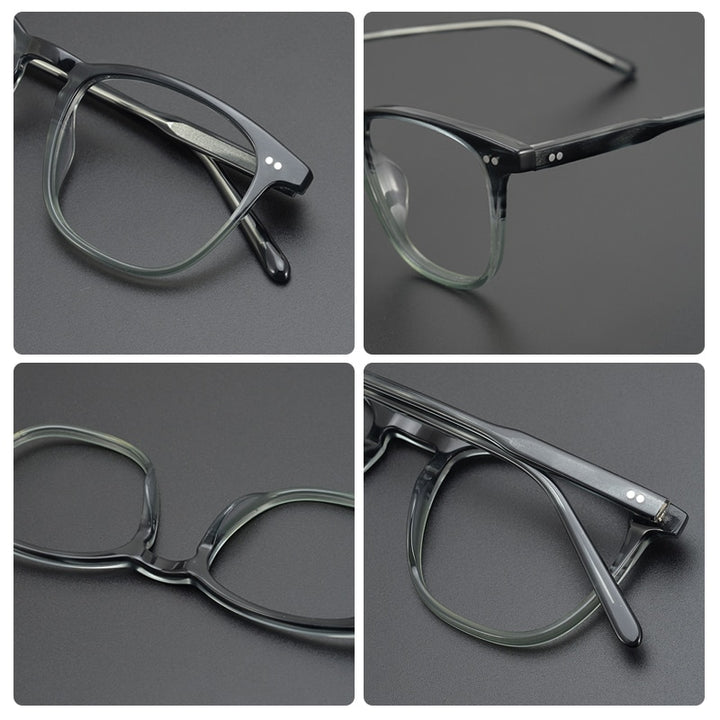 Gatenac Unisex Full Rim Round Square Acetate Eyeglasses Gxyj963 Full Rim Gatenac