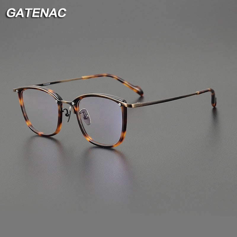 Gatenac Unisex Full Rim Square Titanium Eyeglasses Gxyj1127 Full Rim Gatenac   