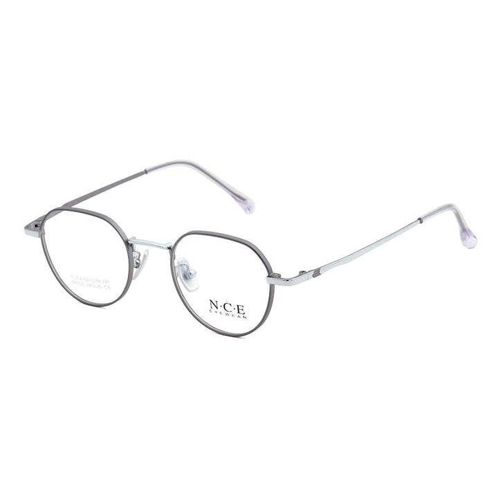Zirosat Women's Full Rim Round Titanium Acetate Frame Eyeglasses 88306 Full Rim Zirosat grey-silver  