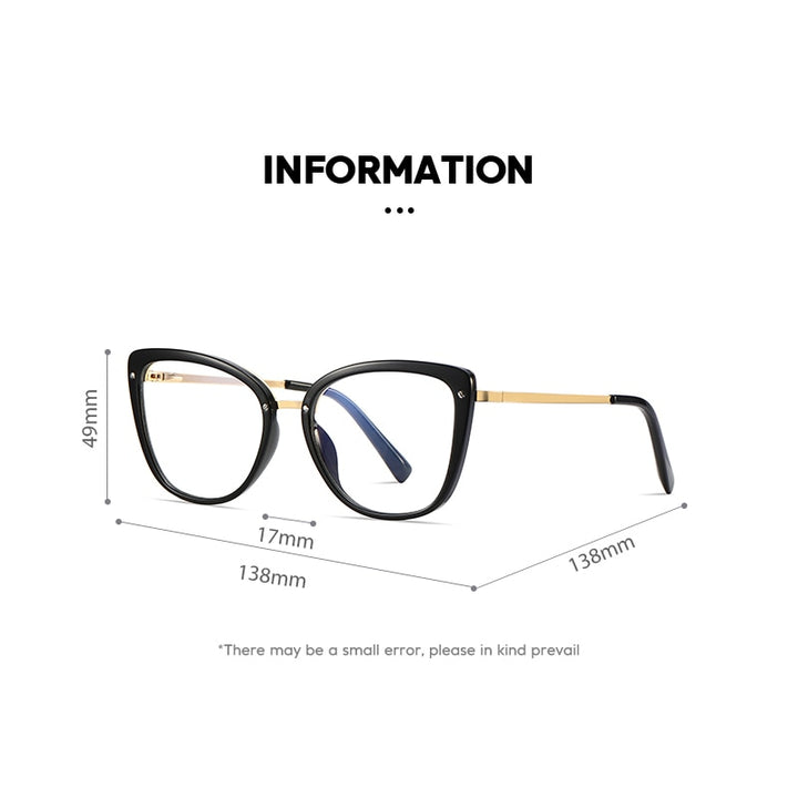 Gmei Women's Full Rim TR 90 Metal Cat Eye Frame Eyeglasses 2076 Full Rim Gmei Optical