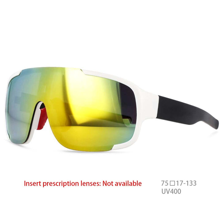 CCspace Unisex Full Rim Oversized Rectangle Goggle Resin Frame Sunglasses 54511 Sunglasses CCspace Sunglasses White-red 54511