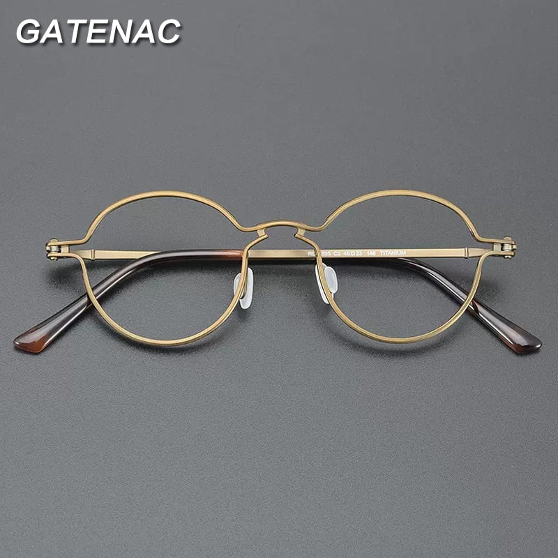 Gatenac Unisex Full Rim Round Titanium Eyeglasses Gxyj899 Full Rim Gatenac