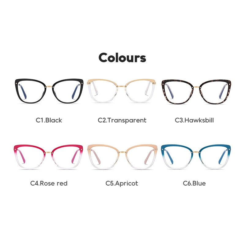 Gmei Women's Full Rim TR 90 Metal Cat Eye Frame Eyeglasses 2076 Full Rim Gmei Optical