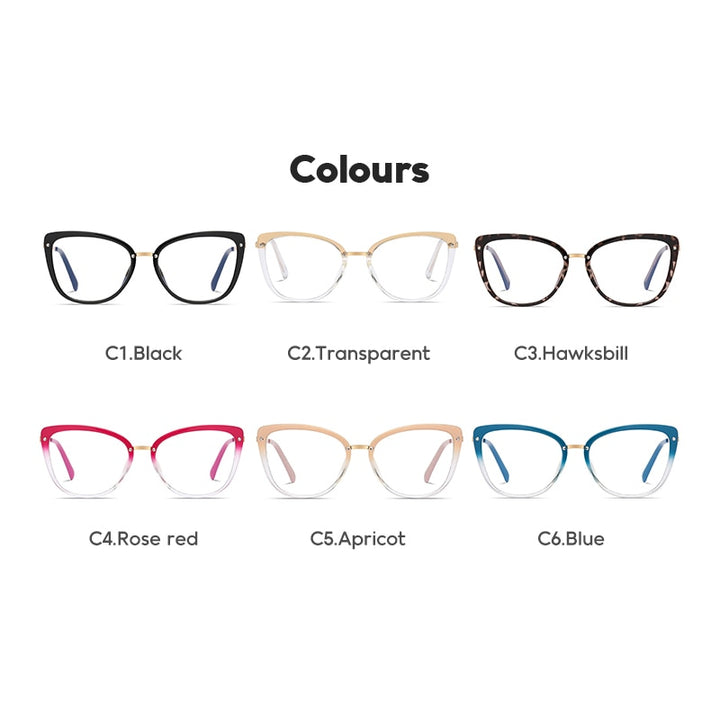 Gmei Women's Full Rim TR 90 Metal Cat Eye Frame Eyeglasses 2076 Full Rim Gmei Optical