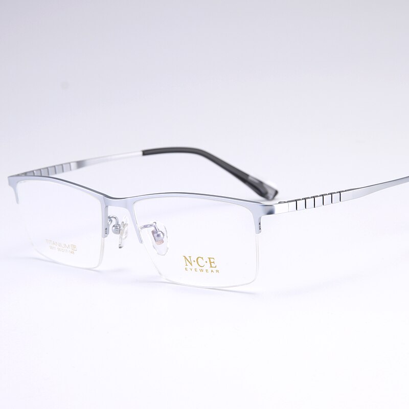Reven Jate Men's Semi Rim Square Titanium Eyeglasses 5011 Semi Rim Reven Jate Silver  