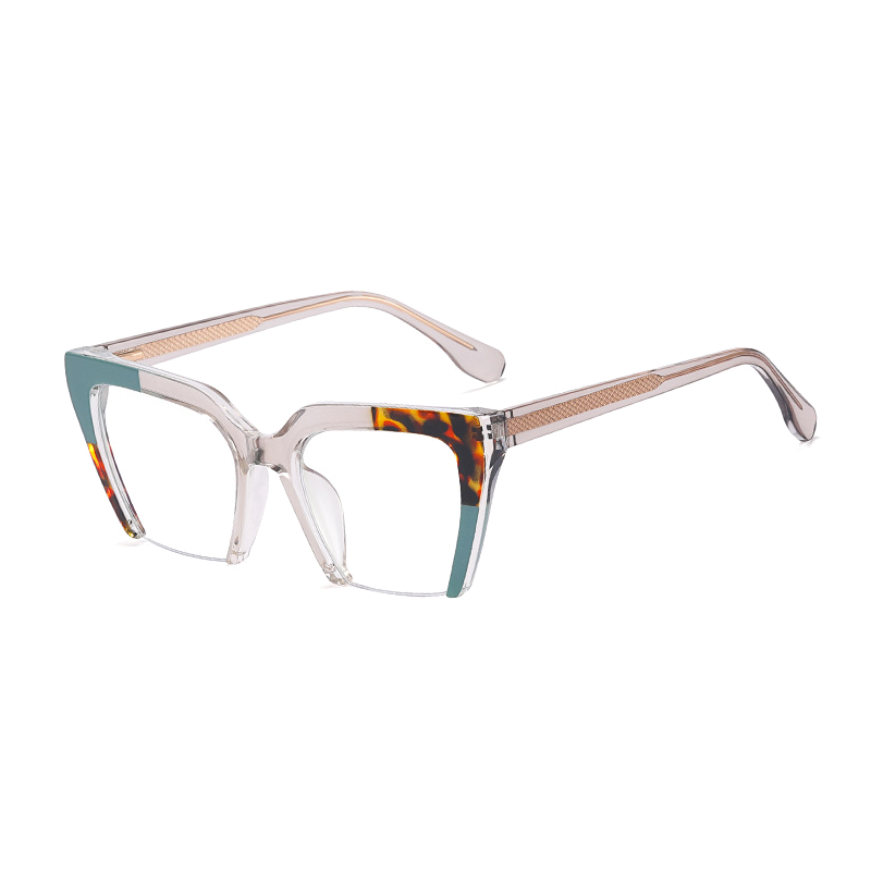 Ralferty Women's Full Rim Square Cat Eye Tr 90 Acetate Eyeglasses F81058 Full Rim Ralferty China C2 Green  Leopard