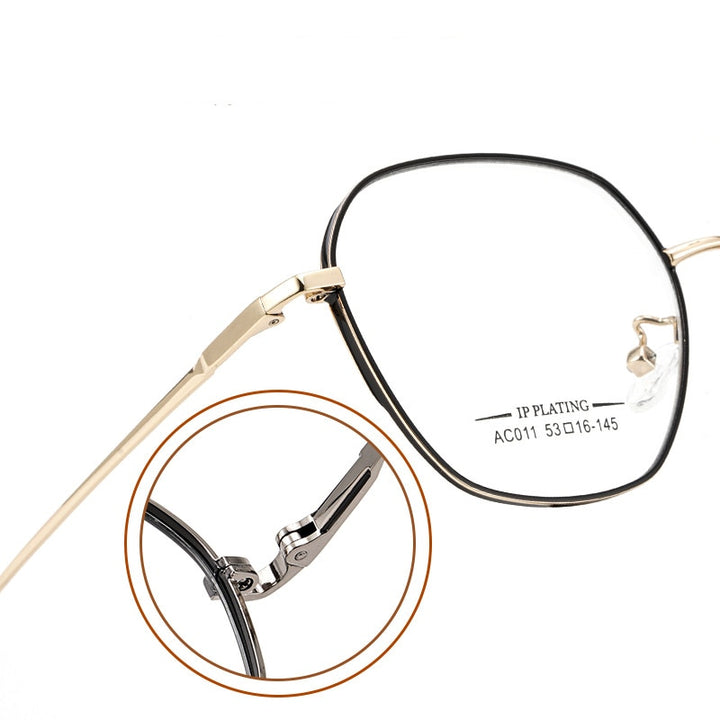 Yimaruili Unisex Full Rim Polygon Square Alloy Frame Eyeglasses AC011 Full Rim Yimaruili Eyeglasses