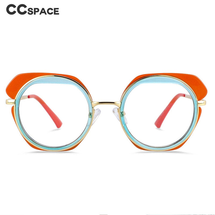 CCspace Unisex Full Rim Round Tr 90 Titanium Eyeglasses 54171 Full Rim CCspace