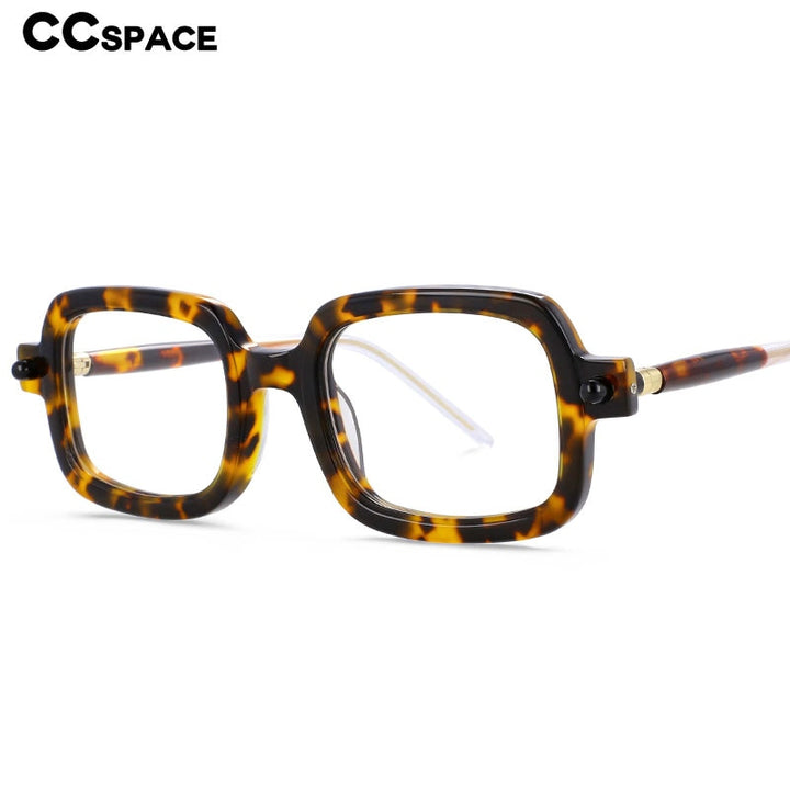 CCspace Unisex Full Rim Square Acetate Frame Eyeglasses 54163 Full Rim CCspace