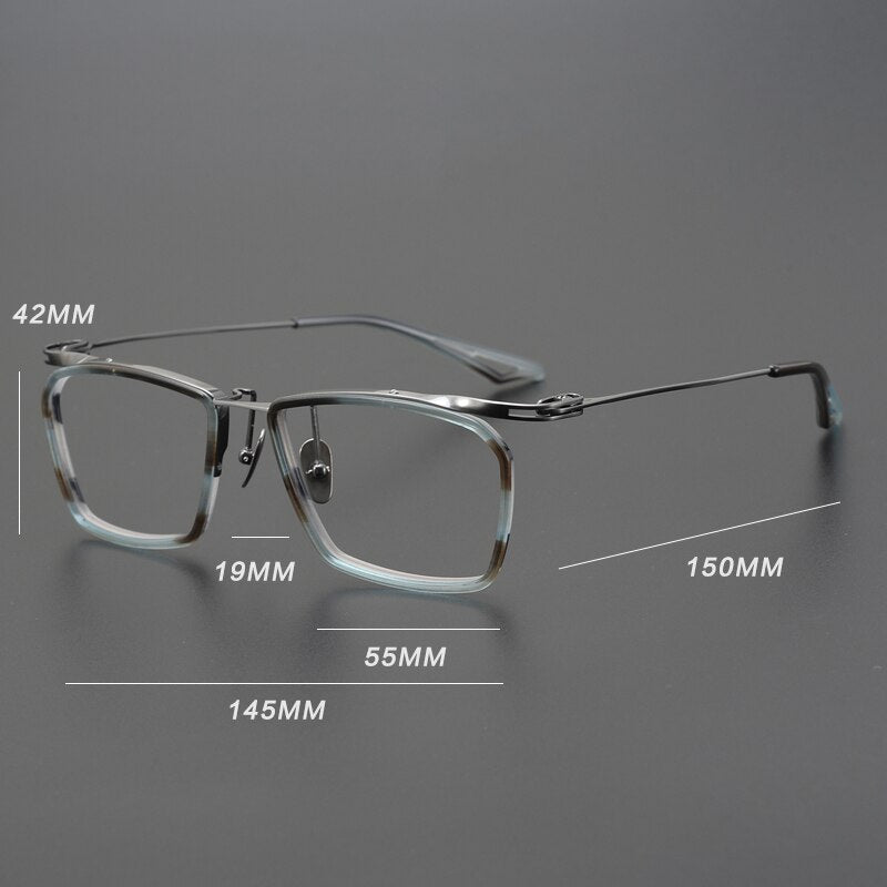 Gatenac Unisex Full Rim Square Acetate Alloy Eyeglasses Gxyj902 Full Rim Gatenac