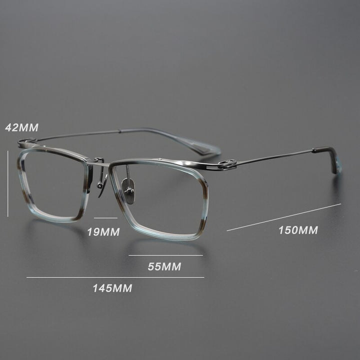 Gatenac Unisex Full Rim Square Acetate Alloy Eyeglasses Gxyj902 Full Rim Gatenac