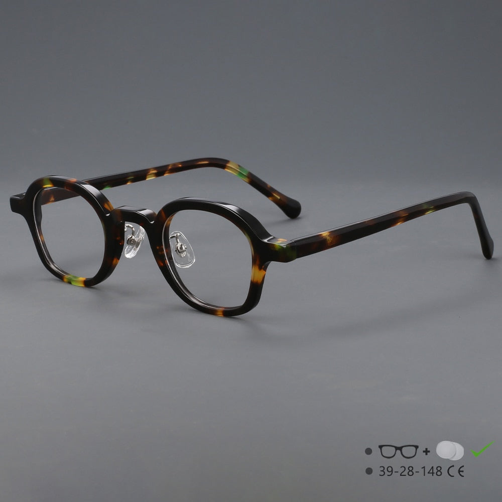 CCspace Unisex Full Rim Round Handcrafted Acetate Eyeglasses 55698 Full Rim CCspace Leopard China