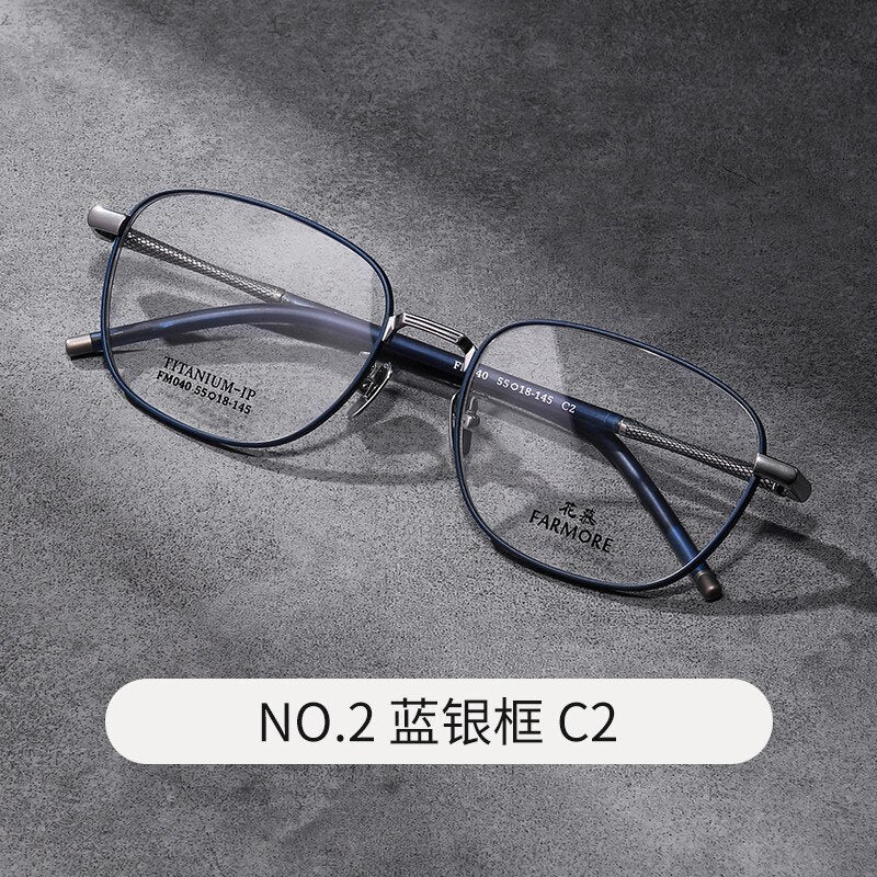 Reven Jate Unisex Full Rim Square Titanium Eyeglasses FM040 Full Rim Reven Jate C2