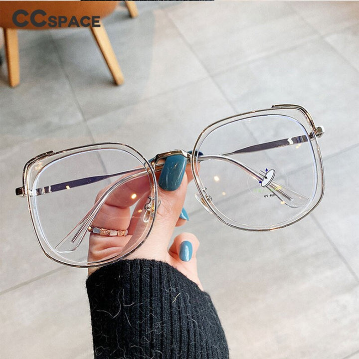 CCspace Women's Oversized Square Alloy Acetate Frame Eyeglasses 46733 Full Rim CCspace
