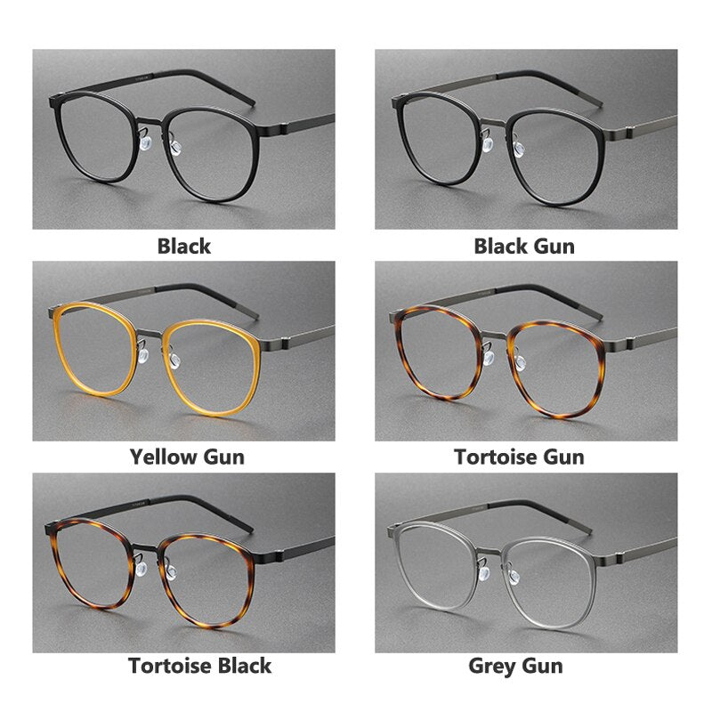 Oveliness Unisex Full Rim Round Screwless Titanium Eyeglasses 9737 Full Rim Oveliness