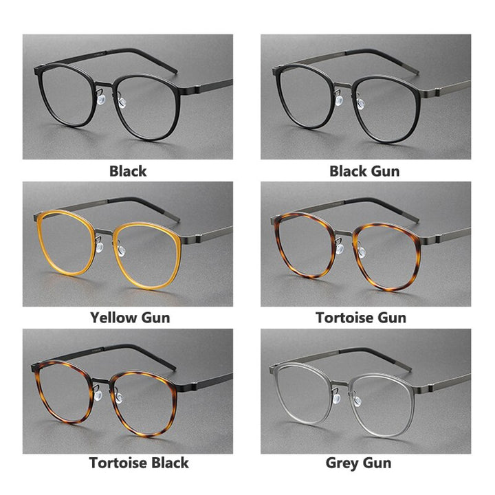 Oveliness Unisex Full Rim Round Screwless Titanium Eyeglasses 9737 Full Rim Oveliness
