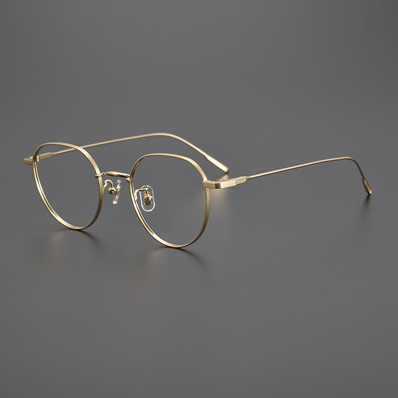 Gatenac Unisex Full Rim Flat Top Round Titanium Eyeglasses Gxyj1010 Full Rim Gatenac