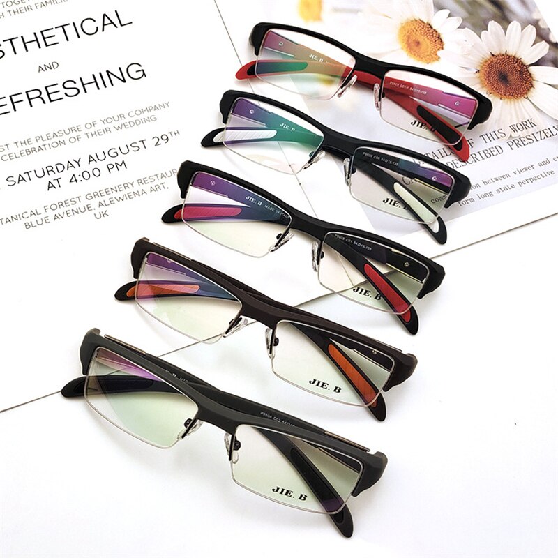 Cubojue Unisex Semi Rim Square Tr 90 Titanium Myopic Photochromic Reading Glasses P9808 Reading Glasses Cubojue