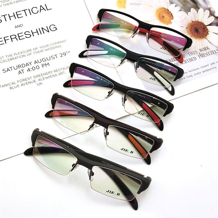 Cubojue Unisex Semi Rim Square Tr 90 Titanium Myopic Photochromic Reading Glasses P9808 Reading Glasses Cubojue