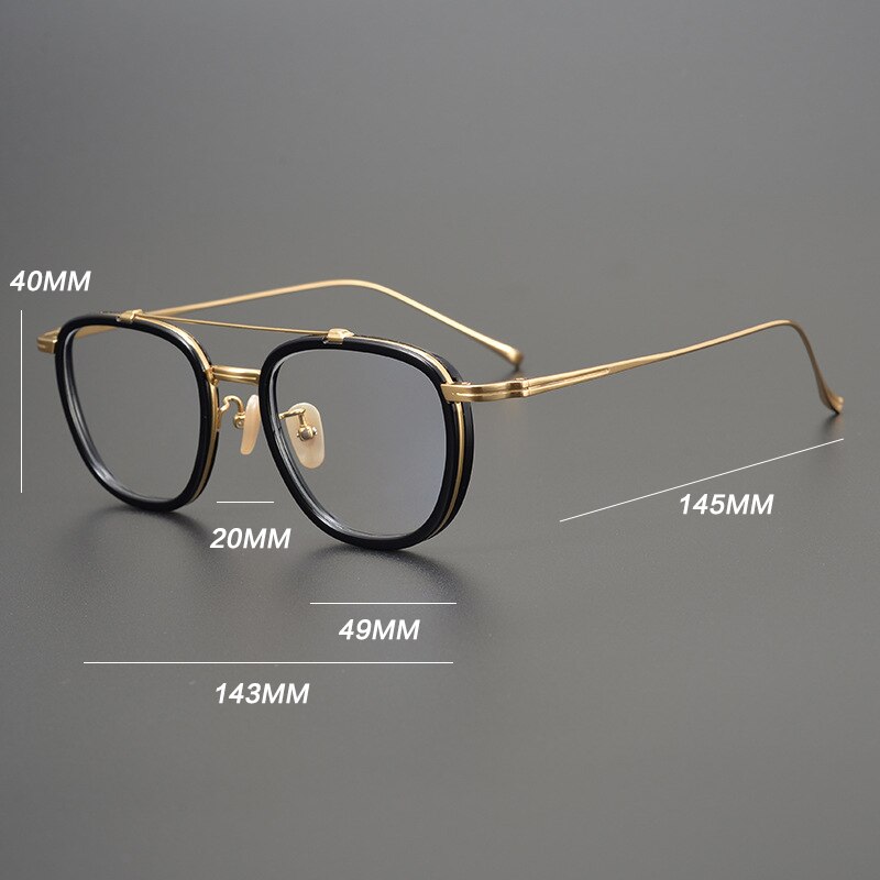 Gatenac Unisex Full Rim Square Titanium Acetate Double Bridge Frame Eyeglasses Gxyj809 Full Rim Gatenac