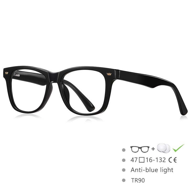 CCspace Children's Unisex Full Rim Square Tr 90 Titanium Frame Eyeglasses 54574 Full Rim CCspace Black China