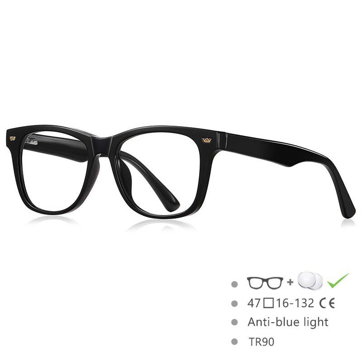 CCspace Children's Unisex Full Rim Square Tr 90 Titanium Frame Eyeglasses 54574 Full Rim CCspace Black China