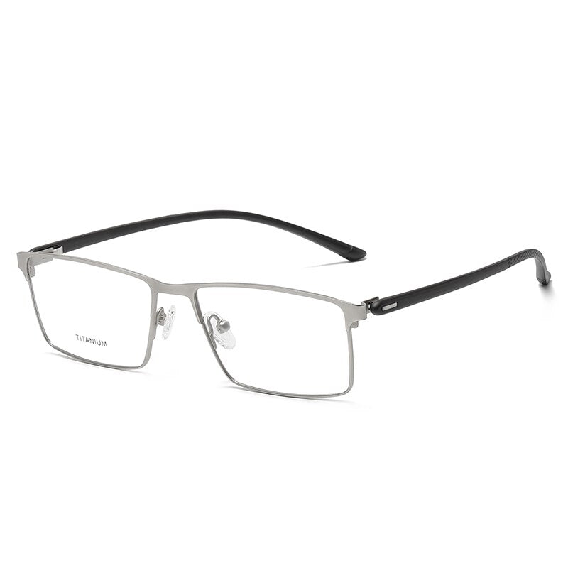 Reven Jate Unisex Full Rim Square Titanium Eyeglasses P8837 Full Rim Reven Jate silver