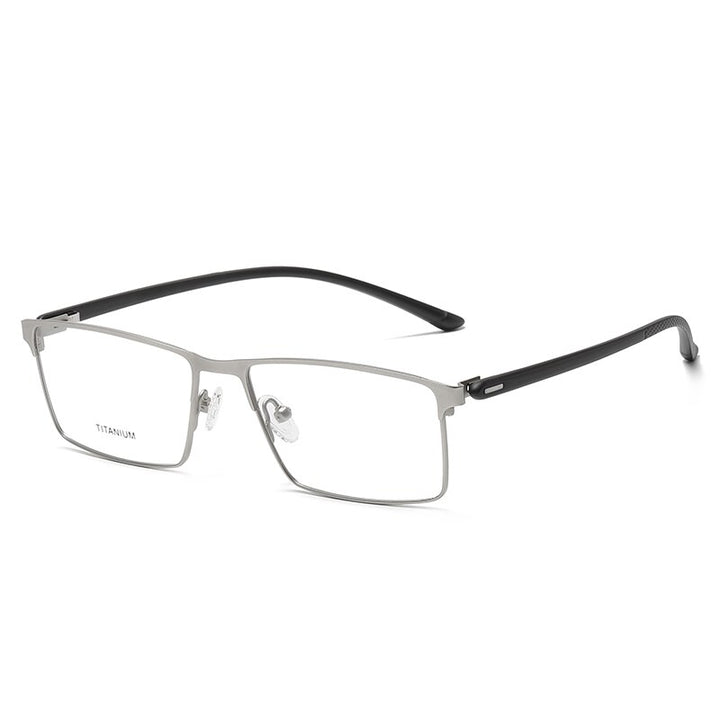 Reven Jate Unisex Full Rim Square Titanium Eyeglasses P8837 Full Rim Reven Jate silver
