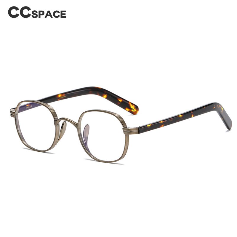 CCspace Unisex Full Rim Irregular Round Acetate Titanium Eyeglasses 53314 Full Rim CCspace