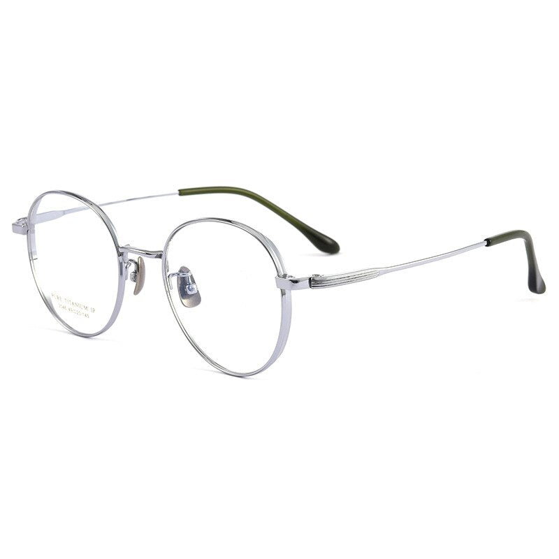 Yimaruili Unisex Full Rim Round Titanium Eyeglasses 2046TSF Full Rim Yimaruili Eyeglasses Silver