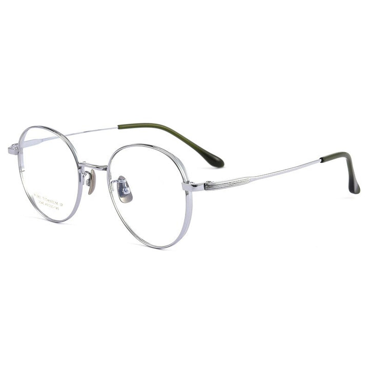 Yimaruili Unisex Full Rim Round Titanium Eyeglasses 2046TSF Full Rim Yimaruili Eyeglasses Silver