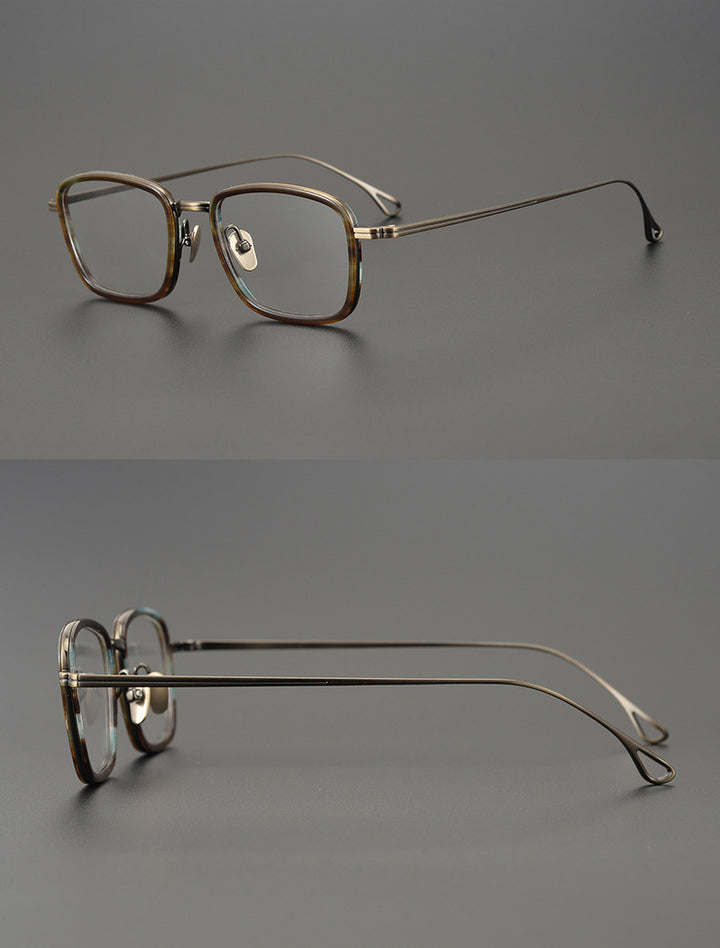 Gatenac Unisex Full Rim Square Titanium Acetate Frame Eyeglasses Gxyj785 Full Rim Gatenac