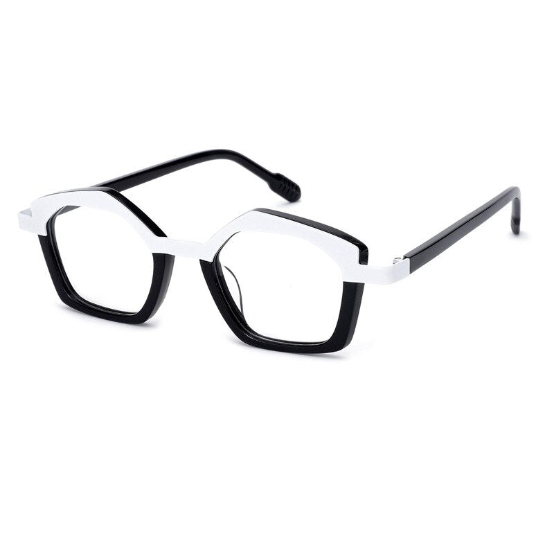 Muzz Unisex Full Rim Polygon Square Acetate Alloy Eyeglasses 1175 Full Rim Muzz C1