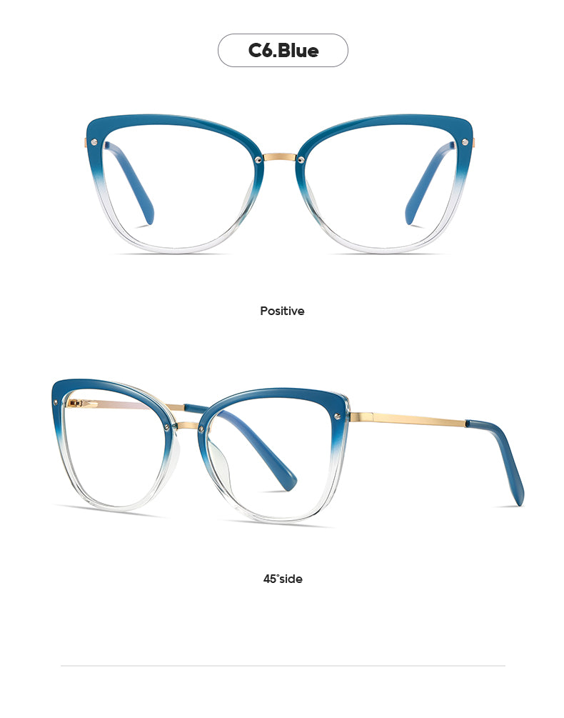 Gmei Women's Full Rim TR 90 Metal Cat Eye Frame Eyeglasses 2076 Full Rim Gmei Optical