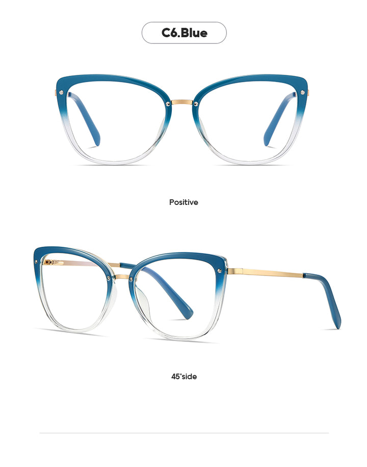 Gmei Women's Full Rim TR 90 Metal Cat Eye Frame Eyeglasses 2076 Full Rim Gmei Optical