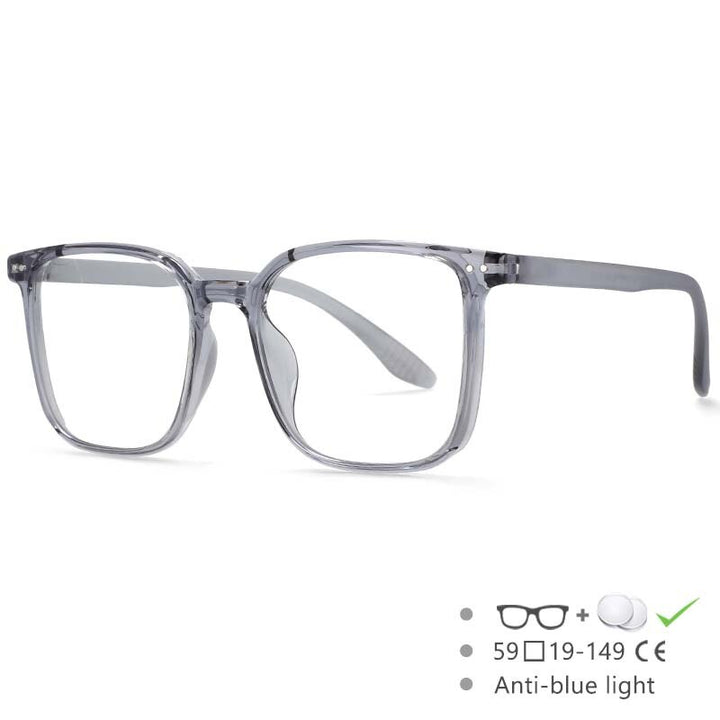 CCspace Unisex Full Rim Large Square Tr 90 Titanium Eyeglasses 53304 Full Rim CCspace Gray China