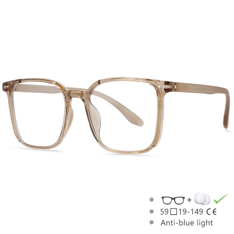 CCspace Unisex Full Rim Large Square Tr 90 Titanium Eyeglasses 53304 Full Rim CCspace Tea China