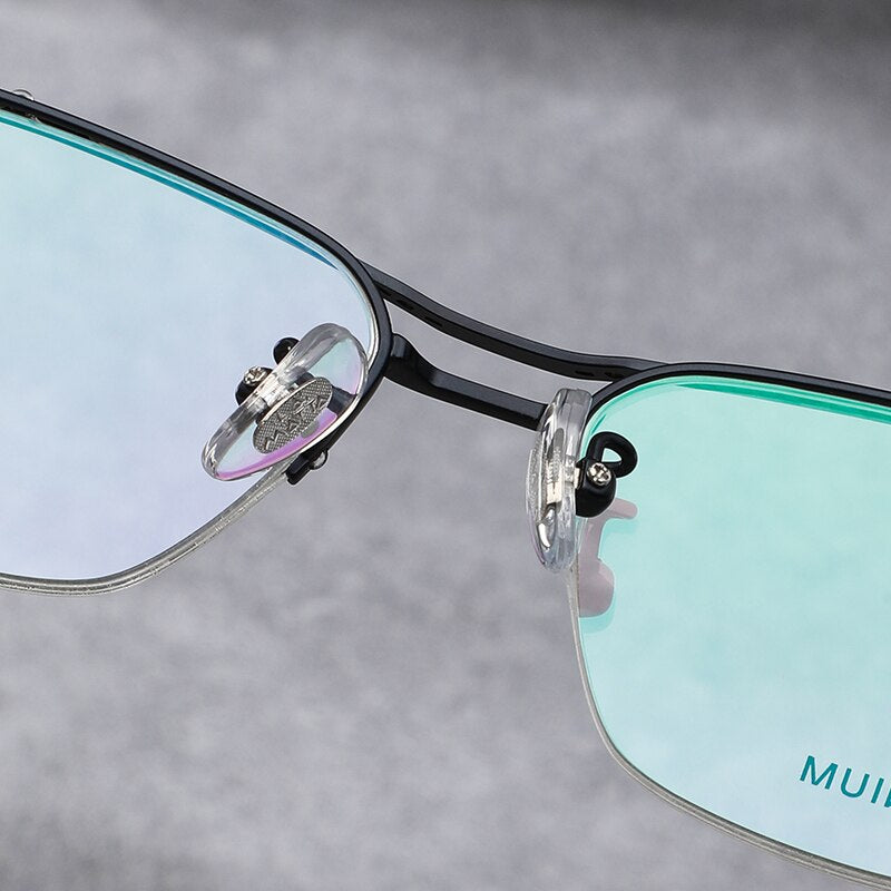 Reven Jate Men's Semi Rim Irregular Square Titanium Eyeglasses LA6153 Semi Rim Reven Jate