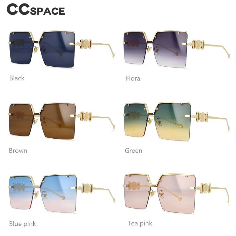 CCspace Women's Rimless Oversized Rectangle Alloy Frame Sunglasses 54213 Sunglasses CCspace Sunglasses